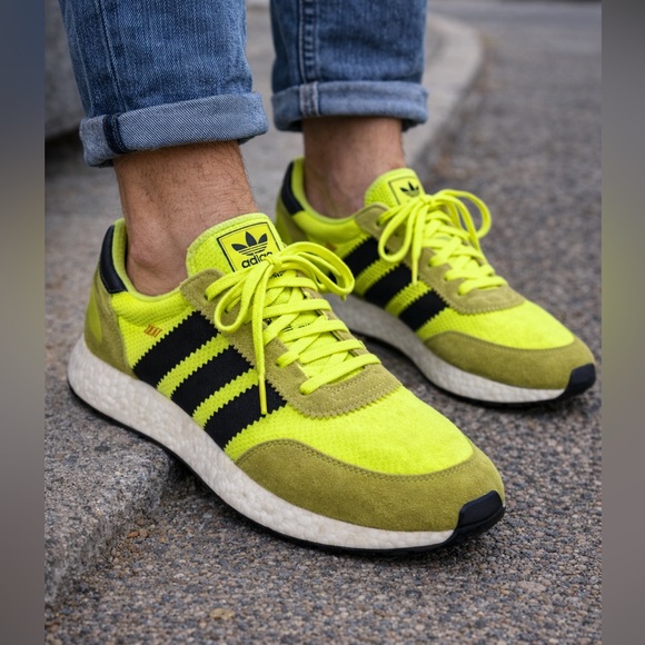 adidas Other - Adidas Iniki Runner Boost Neon Yellow Olive Black Sneakers Men’s 9.5 BB2094